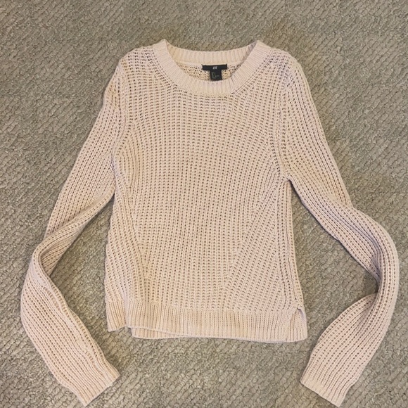 H&M Mauve Cropped Cable Knit Sweater Size S - Picture 1 of 4